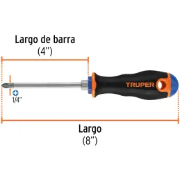 Desarmador Estrella 1/4" x4" N2 ComfortGrip Truper 14076 Truper-Desarmador Estrella 1/4" x4" N2 ComfortGrip Truper 14076 Barra h