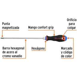 Desarmador Estrella 3/16" x8" N1 ComfortGrip Truper 14070 Truper-Desarmador Estrella 3/16" x8" N1 ComfortGrip Truper 14070 Barra