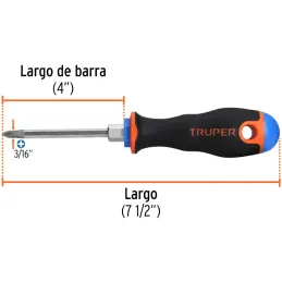 Desarmador Estrella 3/16" x3" N1 ComfortGrip Truper 14064 Truper-Desarmador Estrella 3/16" x3" N1 ComfortGrip Truper 14064 Barra