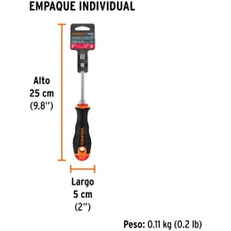 Desarmador Plano Bhex 1/4" x4" ComfortGrip Truper 13998 Truper-Desarmador Plano Bhex 1/4" x4" ComfortGrip Truper 13998 Barra hex