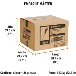 Desarmador Plano Bhex 1/4" x4" ComfortGrip Truper 13998 Truper-Desarmador Plano Bhex 1/4" x4" ComfortGrip Truper 13998 Barra hex