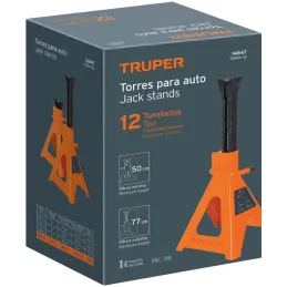 Caballete 12 Toneladas 2 Piezas, Base Ancha y Palanca de Ajuste de Altura, TORAU-12 14847 Truper Truper-Caballete 12 Toneladas 2