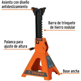 Caballete 6 Toneladas 2 Piezas, Base Ancha y Palanca de Ajuste de Altura, TORAU-6 14845 Truper Truper-Caballete 6 Toneladas 2 Pi