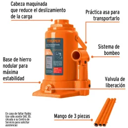 Gata de Botella 32 Toneladas Altura Max 427mm, GAT-32 14819 Truper Truper-Gata de Botella 32 Toneladas Altura Max 427mm, GAT-32 