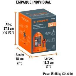 Gata de Botella 32 Toneladas Altura Max 427mm, GAT-32 14819 Truper Truper-Gata de Botella 32 Toneladas Altura Max 427mm, GAT-32 