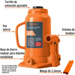 Gata de Botella 21 Toneladas Con Tornillo de Extension Altura47.5cm GAT-20 14822 Truper Truper-Gata de Botella 21 Toneladas Con 