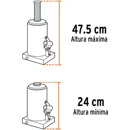 Gata de Botella 21 Toneladas Con Tornillo de Extension Altura47.5cm GAT-20 14822 Truper Truper-Gata de Botella 21 Toneladas Con 