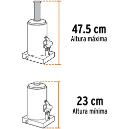 Gata de Botella 12 Toneladas, Con Tornillo de Extension, Altura Max 475 mm, GAT-12 14818 Truper Truper-Gata de Botella 12 Tonela