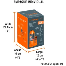 Gata de Botella 6 Toneladas, Con Tornillo de Extension, Altura Max 435 mm, GAT-6 14814 Truper Truper-Gata de Botella 6 Toneladas
