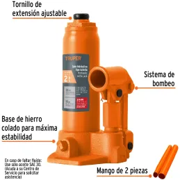 Gata de Botella 2 Toneladas, Con Tornillo de Extension, Altura Max 350 mm, GAT-2 14810 Truper Truper-Gata de Botella 2 Toneladas