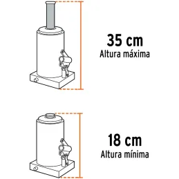 Gata de Botella 2 Toneladas, Con Tornillo de Extension, Altura Max 350 mm, GAT-2 14810 Truper Truper-Gata de Botella 2 Toneladas