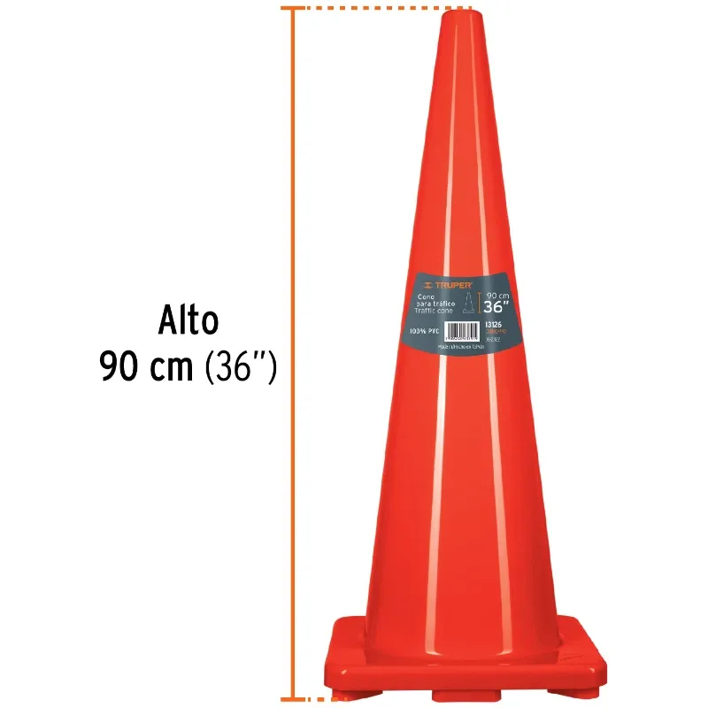 Conos de Precaucion 90 cm, Resistente a Impactos, Peso 3.65 kg, CONO-90 13126 Truper Truper-Conos de Precaucion 90 cm, Resistent