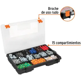 Organizador reforzado de Plastico 15 Compartimientos 28x18x4.5cm Truper 19896 Truper-Organizador reforzado de Plastico 15 Compar