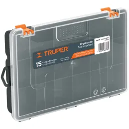Organizador reforzado de Plastico 15 Compartimientos 28x18x4.5cm Truper 19896 Truper-Organizador reforzado de Plastico 15 Compar