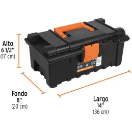 Caja para Herramientas Plastica Largo 14", Ancho 8", Alto 6 1/2", Peso 0.72 kg, CHA-14N 19854 Truper Truper-Caja para Herramient