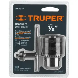 Mandriles Chucks con Llave 1/2" Universal, BRO-1/2N 16478 Truper Truper-Mandriles Chucks con Llave 1/2" Universal, BRO-1/2N 1647