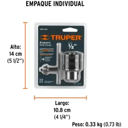 Mandriles Chucks con Llave 1/2" Universal, BRO-1/2N 16478 Truper Truper-Mandriles Chucks con Llave 1/2" Universal, BRO-1/2N 1647