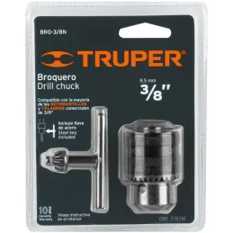 Mandriles Chucks con Llave 3/8" Universal, BRO-3/8N 16477 Truper Truper-Mandriles Chucks con Llave 3/8" Universal, BRO-3/8N 1647