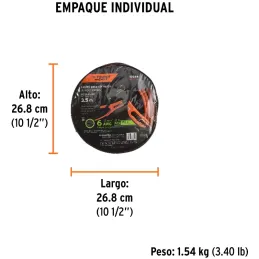 Cables pasa Corriente 6 AWG x3.5m Auto Bateria con Funda CAP-3506T 17544 Truper Truper-Cables pasa Corriente 6 AWG x3.5m Auto Ba