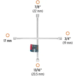 Llaves de Rueda 18" en Cruz 17mm 3/4 13/16 7/8 PulidaCromada Truper 15480 Truper-Llaves de Rueda 18" en Cruz 17mm 3/4 13/16 7/8 