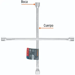 Llaves de Rueda 18" en Cruz 17mm 3/4 13/16 7/8 PulidaCromada Truper 15480 Truper-Llaves de Rueda 18" en Cruz 17mm 3/4 13/16 7/8 