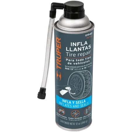 Sellador de Llantas Tire Sealant repara agujeros hasta 1/4" 340g / 12oz, INF-12 10940 Truper Truper-Sellador de Llantas Tire Sea