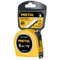 Winchas Flexometro Amarillo 5.5M CintaAncha ABS Pretul 28022 Pretul-Winchas Flexometro Amarillo 5.5M CintaAncha ABS Pretul 28022