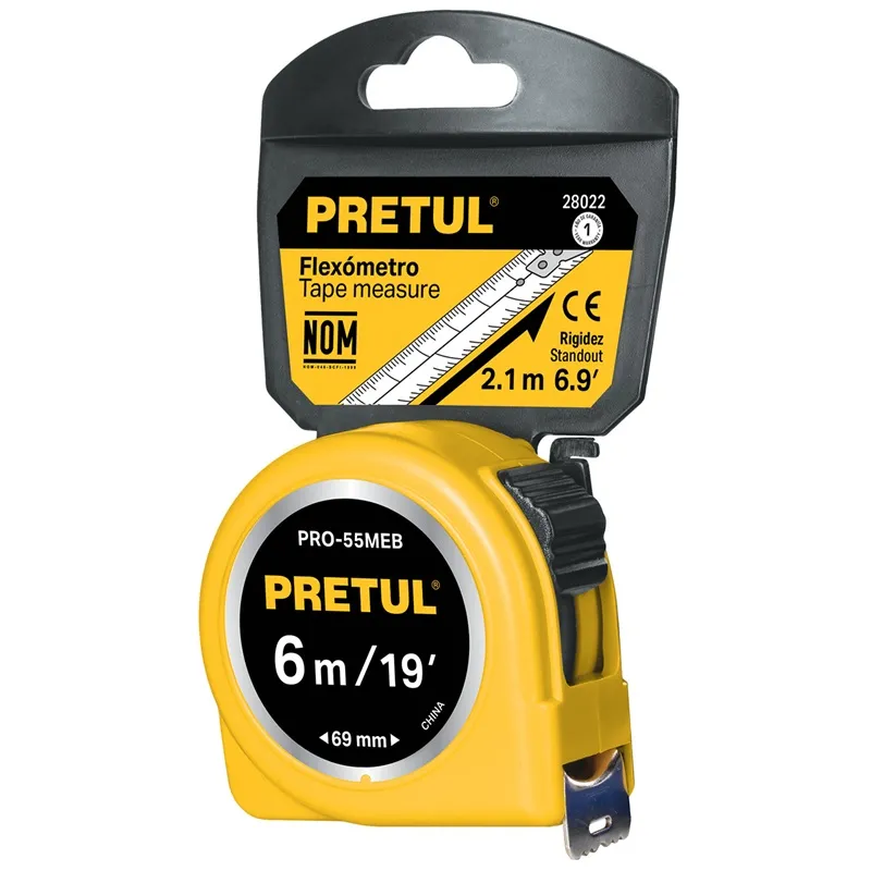 Winchas Flexometro Amarillo 5.5M CintaAncha ABS Pretul 28022 Pretul-Winchas Flexometro Amarillo 5.5M CintaAncha ABS Pretul 28022