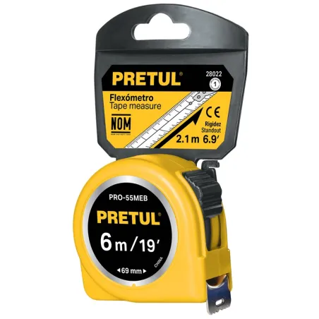 Winchas Flexometro Amarillo 5.5M CintaAncha ABS Pretul 28022 Pretul-Winchas Flexometro Amarillo 5.5M CintaAncha ABS Pretul 28022