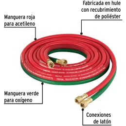 Mangueras cuata reforzada de 4.5m para oxiacetileno Pretul 28301 Pretul-Mangueras cuata reforzada de 4.5m para oxiacetileno Pret