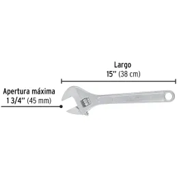 Llave Francesa 15" A1-3/4" Cromadas Pretul 26054 Truper-Llave Francesa 15" A1-3/4" Cromadas Pretul 26054 Fabricado en acero al c