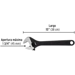 Llave Francesa 15" A1-3/4" ACarbono Fosfatadas Pretul 26053 Truper-Llave Francesa 15" A1-3/4" ACarbono Fosfatadas Pretul 26053 F