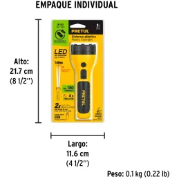 Linternas LED 180lm Recargables AltaIntensidad 140m 4H Pretul 26102 Pretul-Linternas LED 180lm Recargables AltaIntensidad 140m 4