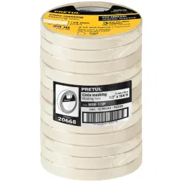 Cintas Masking Tape 12mm x50m Pretul 20668 Pretul-Cintas Masking Tape 12mm x50m Pretul 20668 Cinta con adhesivo de caucho natura