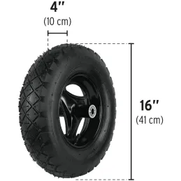 Carretilla 5.5ft 80L 350kg, LlantaNeumatica16X4" Bastidor bipartido 3Comp Roja, Pretul 20627 Truper-Carretilla 5.5ft 80L 350kg, 