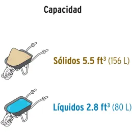 Carretilla 5.5ft 80L 350kg, LlantaNeumatica16X4" Bastidor bipartido 3Comp Roja, Pretul 20627 Truper-Carretilla 5.5ft 80L 350kg, 