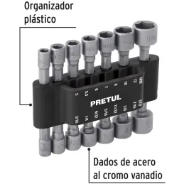 Juegos de 14 Dados para taladro, Pretul 12844 Pretul-Juegos de 14 Dados para taladro, Pretul 12844 Fabricados en acero al cromo 