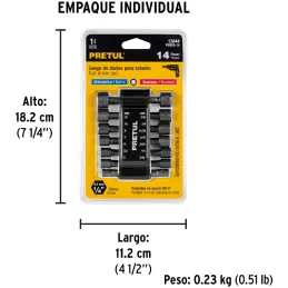 Juegos de 14 Dados para taladro, Pretul 12844 Pretul-Juegos de 14 Dados para taladro, Pretul 12844 Fabricados en acero al cromo 