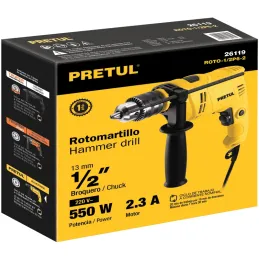 Taladros Percutores 1/2" 550W Vvariable Reversible, Pretul 26119 Pretul-Taladros Percutores 1/2" 550W Vvariable Reversible, Pret