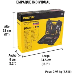 Juegos de Herramientas 104 Piezas Mixto STD MM E1/4-3/8 MP Pretul 27169 Pretul-Juegos de Herramientas 104 Piezas Mixto STD MM E1