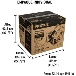 Motobombas 2" 4T 6.5HP 500L Motor Gasolina 212cc 4T 25m Pretul 28029 Pretul-Motobombas 2" 4T 6.5HP 500L Motor Gasolina 212cc 4T 