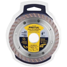Discos de Corte Diamantados Rin Turbo 4" x1.2mm Marmol Concreto Piedra D7/8 cReductoes, Pretul 27016 Pretul-Discos de Corte Diam