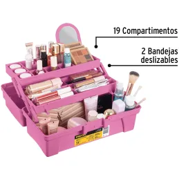 Cajas para Cosmeticos 14" 36x18x18cm 2Bandejas Deslizable Rosa Morado, Pretul 25052 Pretul-Cajas para Cosmeticos 14" 36x18x18cm 