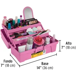 Cajas para Cosmeticos 14" 36x18x18cm 2Bandejas Deslizable Rosa Morado, Pretul 25052 Pretul-Cajas para Cosmeticos 14" 36x18x18cm 