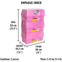 Cajas para Cosmeticos 14" 36x18x18cm 2Bandejas Deslizable Rosa Morado, Pretul 25052 Pretul-Cajas para Cosmeticos 14" 36x18x18cm 