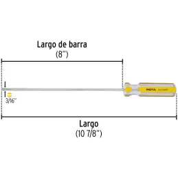 Desarmador Cabinet 3/16 x8" MangoPVC Pretul 21469 Pretul-Desarmador Cabinet 3/16 x8" MangoPVC Pretul 21469 Barra de acero al car