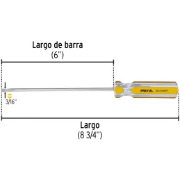 Desarmador Cabinet 3/16 x6" MangoPVC Pretul 21468 Pretul-Desarmador Cabinet 3/16 x6" MangoPVC Pretul 21468 Barra de acero al car