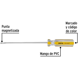 Desarmador Cabinet 3/16 x6" MangoPVC Pretul 21468 Pretul-Desarmador Cabinet 3/16 x6" MangoPVC Pretul 21468 Barra de acero al car