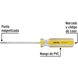 Desarmador Cabinet 3/16 x4" MangoPVC Pretul 21467 Pretul-Desarmador Cabinet 3/16 x4" MangoPVC Pretul 21467 Barra de acero al car