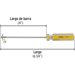 Desarmador Cabinet 1/8 x4" MangoPVC Pretul 21464 Pretul-Desarmador Cabinet 1/8 x4" MangoPVC Pretul 21464 Barra de acero al carbo